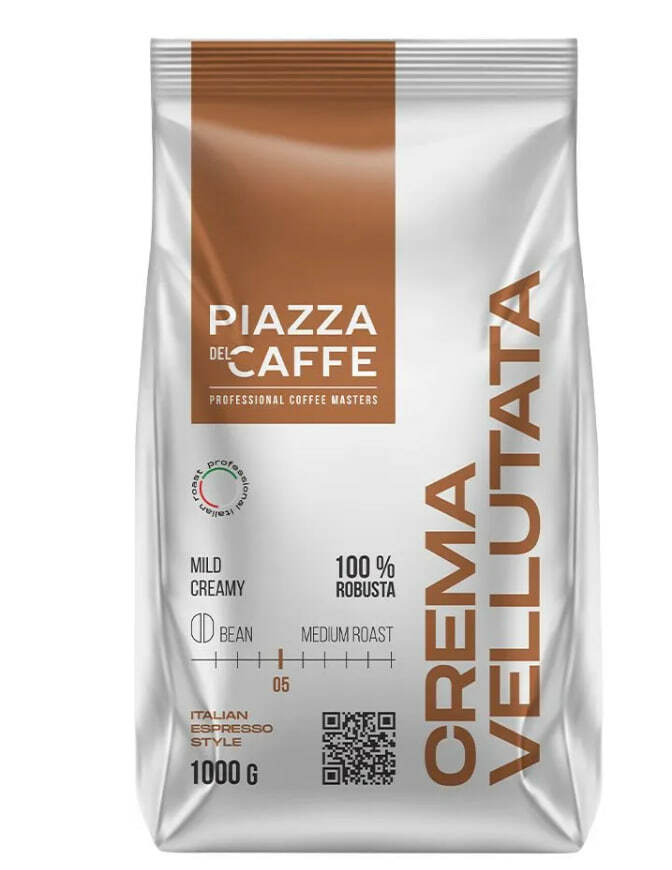 Кофе в зёрнах Piazza del Caffee Crema Vellutata, робуста, 1 кг